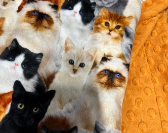 Cat Lovers Minky Throw Blanket, Adult Minky Throw, Cat Blanket, Animal Blanket, Pet Blanket