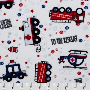 Personalized Fire Truck Blanket, Minky Baby Blanket, Baby Boy Blanket or Baby Girl Blanket, Firefighter, Fireman, EMS, Police Baby Blanket image 4