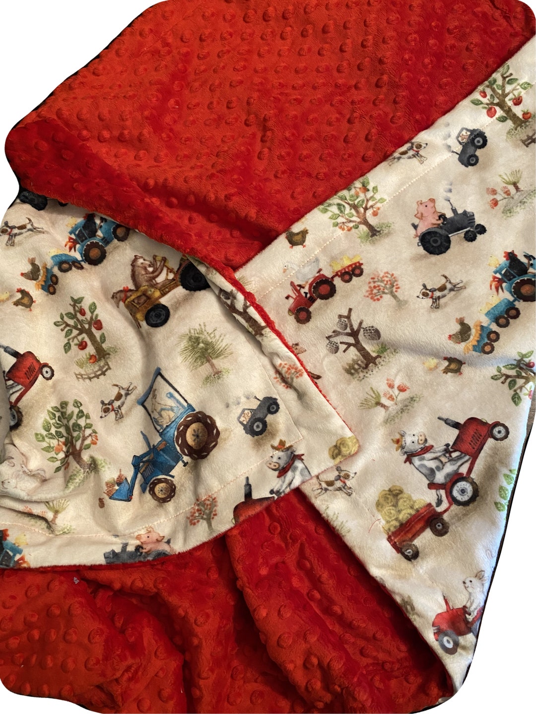 Personalized Minky Baby Blanket, Farm Baby Blanket, Baby Boy Blanket