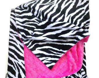 Zebra Minky Baby Blanket, Kids Minky Blanket, Zebra Minky Blanket, Crib Blanket, Animal Print, Baby Girl Blanket,  36 x 45