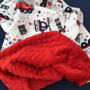 Personalized Fire Truck Blanket, Minky Baby Blanket, Baby Boy Blanket or Baby Girl Blanket, Firefighter, Fireman, EMS, Police Baby Blanket image 5