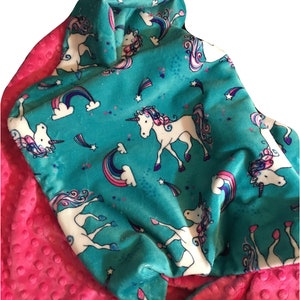 Personalized Minky Adult Unicorn Blanket, Pink and Purple Minky Blanket, Dorm Room Blanket, size 50 x 58 Inch image 1