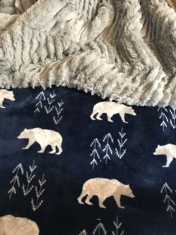 Home & Living Throws Polar Bear Theme Navy Blue Minky Blanket Dorm Room