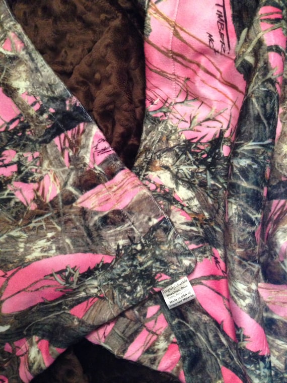 Camo Minky Blanket Pink Minky Blanket Adult Throw Hunting Blanket Minky Dot Back Adult Size 50 X 60 Etsy