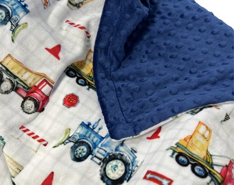 Construction Theme Minky Baby Blanket. Personalized Baby Boy Blanket Construction Equipment