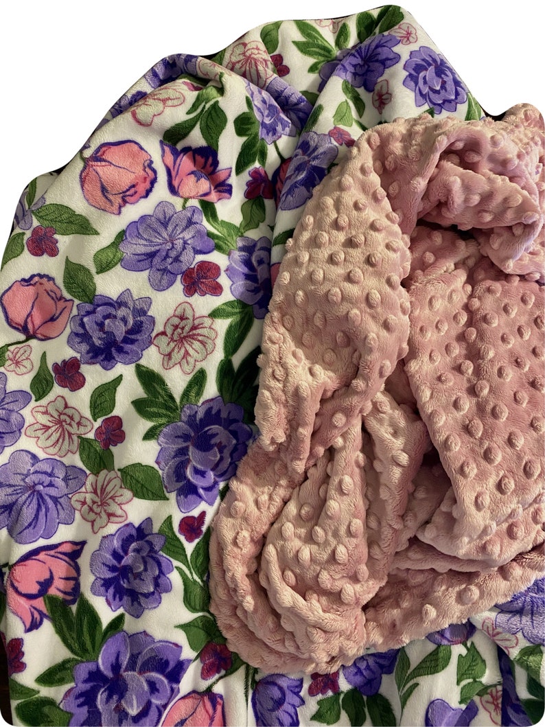Purple Floral Blanket Adult Minky Blanket Purple Throw Etsy