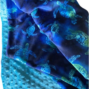 Minky Sea Turtle Throw Blanket, Personalized Minky Blanket. Sea Turtle 50 x 60 inch Throw Bild 3