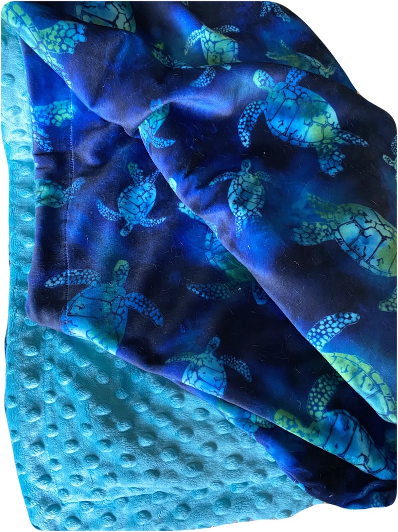 Minky Sea Turtle Throw Blanket, Personalized Minky Blanket. Sea Turtle 50 x 60 inch Throw Bild 3