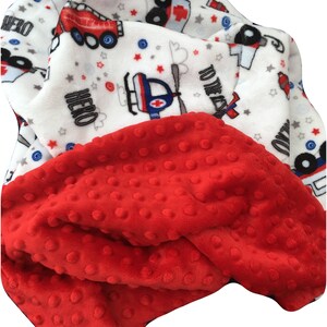 Personalized Fire Truck Blanket, Minky Baby Blanket, Baby Boy Blanket or Baby Girl Blanket, Firefighter, Fireman, EMS, Police Baby Blanket image 2