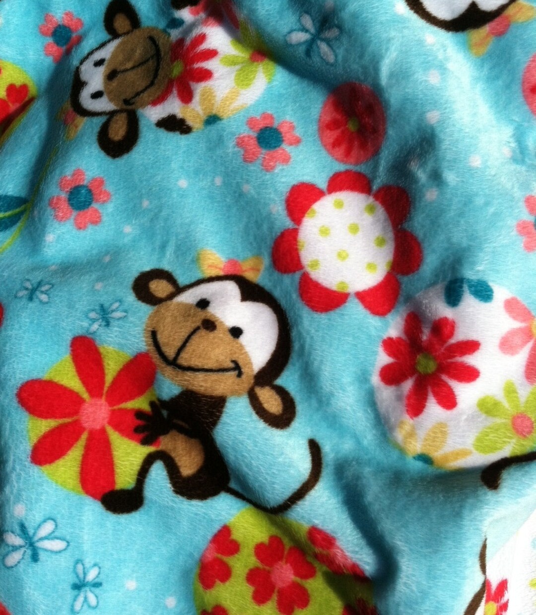 Minky Baby Blanket Monkey Theme Baby Girl Blanket Stroller Etsy