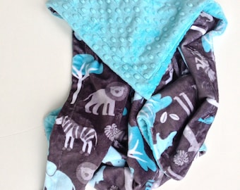 Personalized Minky Baby Blanket, Zoo Animal, Baby Boy Blanket, Elephant, Animal Blanket, Elephant Blanket, Minky Crib Blanket, Crib Bedding