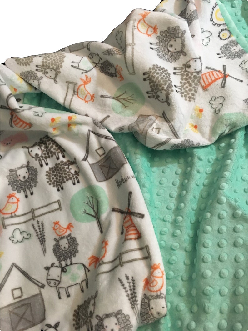 Personalized Minky Baby Blanket Farm Animal Blanket Gender Etsy