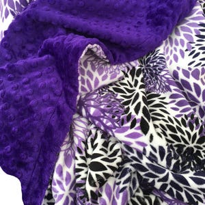 Minky Adult Blanket, Throw Blanket, Purple Floral Blanket, Dorm Room Blanket, Adult Throw Size 50 X 58 in image 1