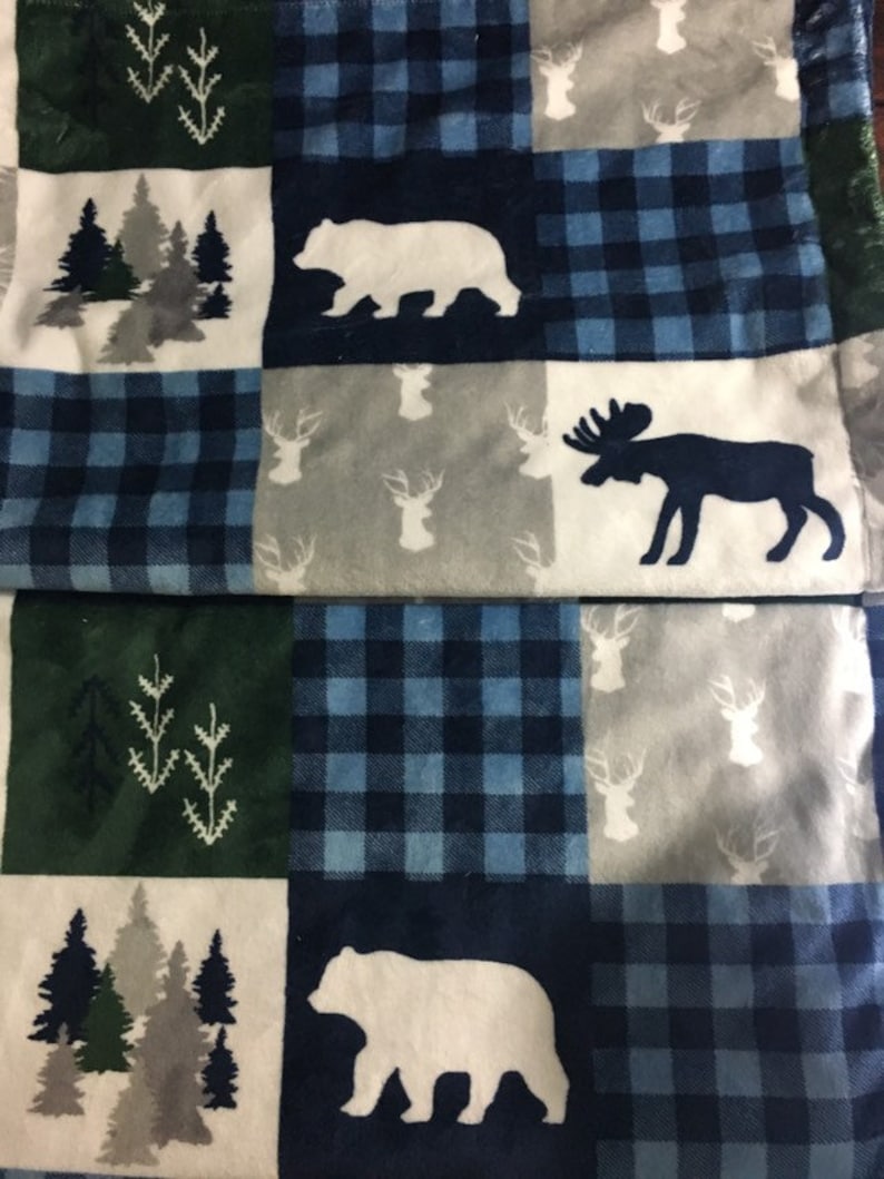 Woodland Minky Blanket Personalized Adult Minky Throw Etsy