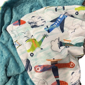 Personalized Airplane Minky Baby Blanket: Soft Boy Nursery Decor