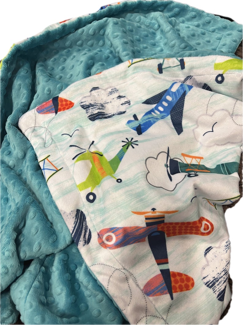 Personalized Airplane Throw Blanket ,Minky Adult Blanket, Vintage Airplane Blanket 画像 1