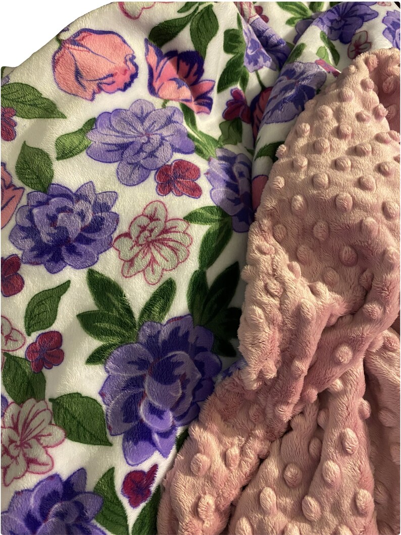 Purple Floral Blanket Adult Minky Blanket Purple Throw Etsy