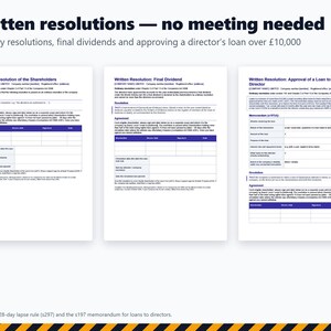 Modèle de procès-verbal de conseil d'administration (Royaume-Uni), Pack de résolutions d'entreprise, Procès-verbal de directeur unique, Bon de dividende, Résolution écrite, Modèle de document Word/PDF pour société à responsabilité limitée image 4