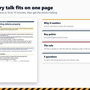 52 Toolbox Talks for HGV and Van Drivers, UK Transport Manager Driver Training, Sign-Off Sheets, Register, Word, PDF, Excel image 3