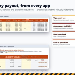 Courier Tax Spreadsheet 2026/27, Delivery Driver Mileage & Expense Tracker UK, Self Employed Rider Earnings, MTD Ready Excel Google Sheets image 3