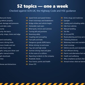 52 Toolbox Talks for HGV and Van Drivers, UK Transport Manager Driver Training, Sign-Off Sheets, Register, Word, PDF, Excel image 5