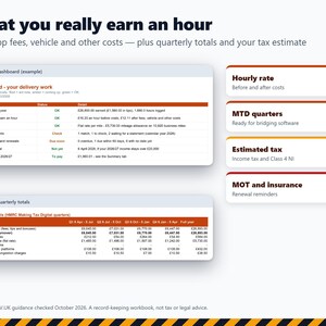 Courier Tax Spreadsheet 2026/27, Delivery Driver Mileage & Expense Tracker UK, Self Employed Rider Earnings, MTD Ready Excel Google Sheets image 5