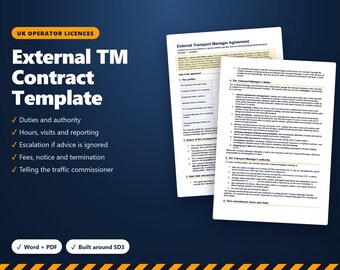 Vertragsvorlage für externe Transportmanager, ETM-Vereinbarung für Großbritannien, Betreiberlizenz, SD3, bearbeitbare Word- und PDF-Datei