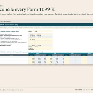 STR Tax Spreadsheet for Airbnb Hosts, Canada US, T776 Gst Hst, Schedule E Organizer, 1099-K Reconciliation, Mileage Log, Excel Workbook image 3