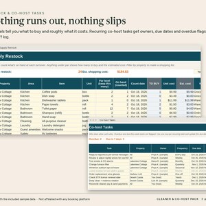 Cleaning Checklist for Airbnb Hosts, Cleaner Pay Tracker, Co-host Agreement Template, Vrbo Turnover Spreadsheet, Excel and Word Templates image 4