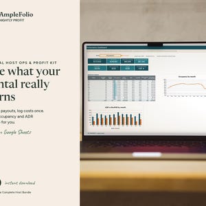 Vacation Rental Spreadsheet, Host P&L Tracker, Payout CSV Import, Occupancy Dashboard, Cleaning Checklist, Excel Workbook