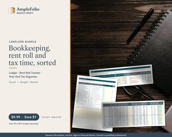 Landlord Spreadsheet Bundle, Rental Bookkeeping, Rent Roll Tracker, Schedule E & T776 Tax Organizer, Tenant Ledger, Excel, Google Sheets
