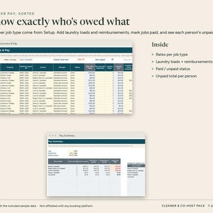 Cleaning Checklist for Airbnb Hosts, Cleaner Pay Tracker, Co-host Agreement Template, Vrbo Turnover Spreadsheet, Excel and Word Templates image 3