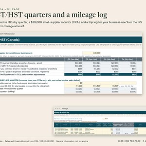 STR Tax Spreadsheet for Airbnb Hosts, Canada US, T776 Gst Hst, Schedule E Organizer, 1099-K Reconciliation, Mileage Log, Excel Workbook image 4