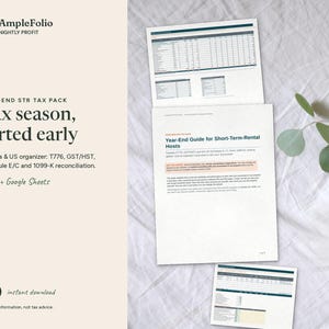 STR Tax Spreadsheet for Airbnb Hosts, Canada US, T776 Gst Hst, Schedule E Organizer, 1099-K Reconciliation, Mileage Log, Excel Workbook