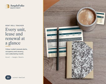 Rent Roll Template, Landlord Spreadsheet, Lease Tracker with Renewal Alerts, Occupancy & Vacancy Tracker, Loss to Lease, Excel