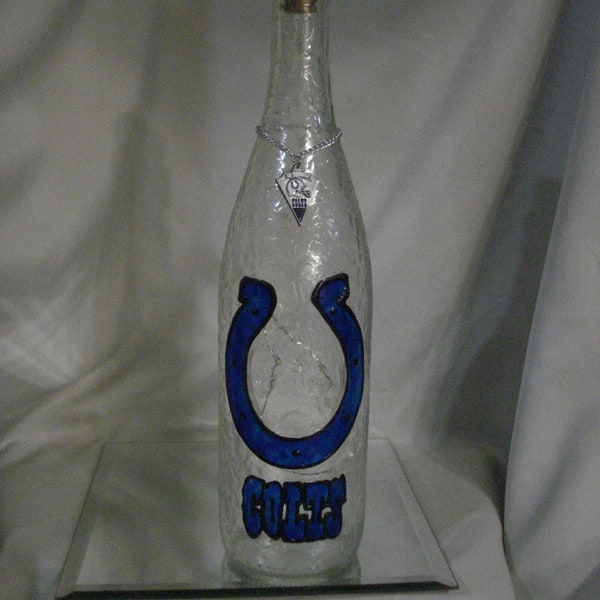 Indianapolis Colts Inspired Wine Bottle Lamp