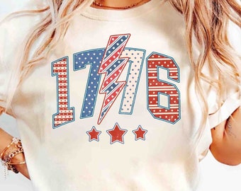 1776 America Shirt: Retro Stars and Stripes 4th of July Tee