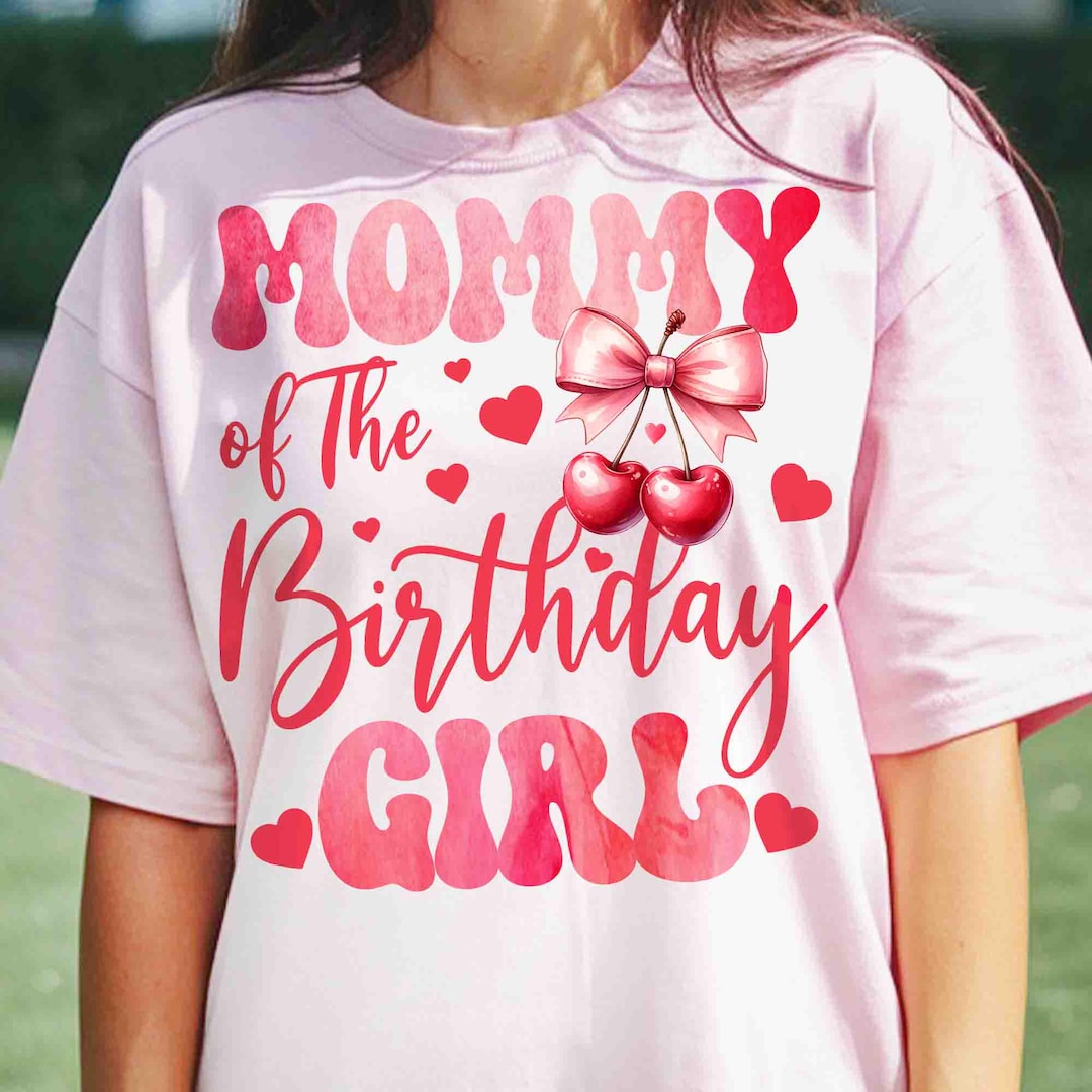 Mother of the Birthday Girl Emoji Pink Shirt Kiss Heart Tee
