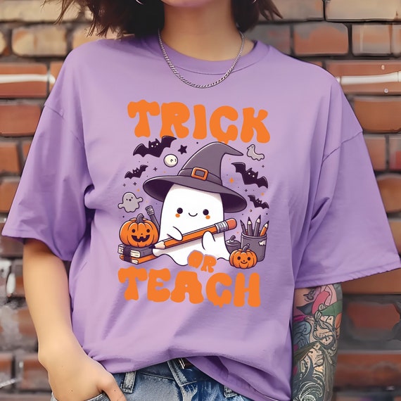 Trick or Teach Ghost Teacher Comfort Colors® Halloween T-Shirt
