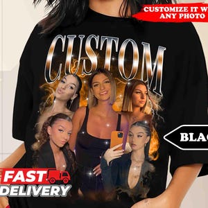 Custom Bootleg Rap Tee, Custom Your Own Bootleg Shirt, Custom Photo Birthday Gift, Retro Custom Girlfriend Face Bootleg Tee, Husband Shirt