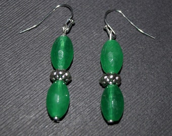 Green Jade Earrings | Handmade | Green Jewelry | Faceted Gemtones | Dangle Earrings