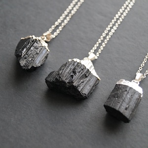 Collier tourmaline noire chaîne en argent