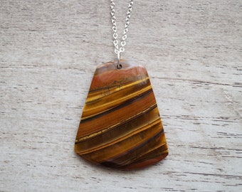 Tigers Eye Necklace -  Brown Gemstone Pendant, Tigers Eye Jewelry, Gifts Under 50