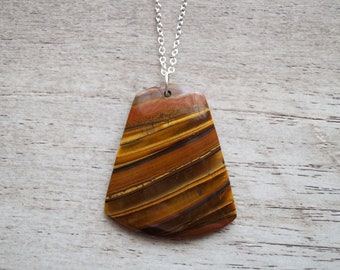 Tigers Eye Necklace -  Brown Gemstone Pendant, Tigers Eye Jewelry, Gifts Under 50