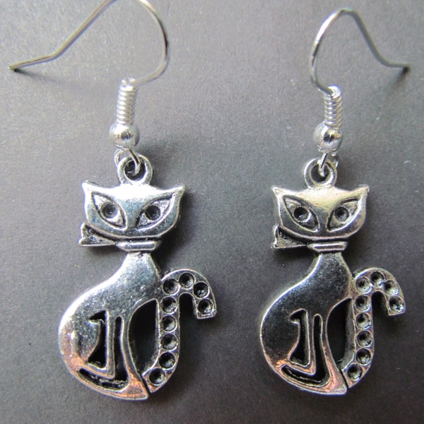 cat earrings - cat lovers cat charm earrings -