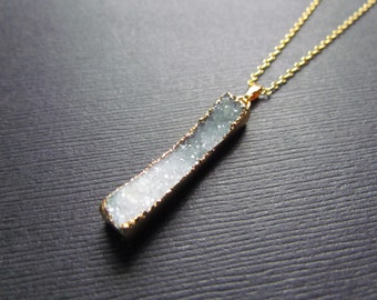 Druzy Necklace - Bar Necklace - Agate Pendant - Agate Jewelry - Sparkly Necklace - Druzy Gold Bar Pendant