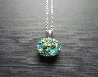 Titaniun Druzy Necklace - Agate Pendant - Gemstone Jewelry -