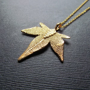 Gold Leaf Necklace - Real Genuine Gold Dipped Maple Leaf Pendant - Electroplated Gold Filled Chain - Gold Jewelry Layering Necklace -