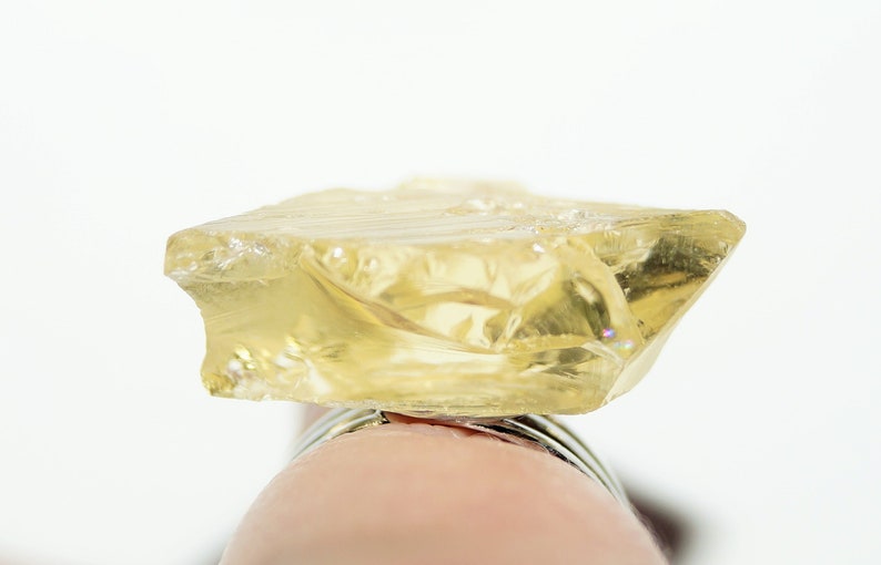 Raw Gemstone Ring Citrine Ring Yellow Citrine Adustable Silver Band