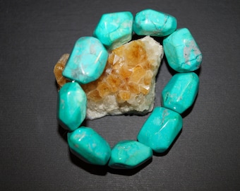 Chrysocolla Bracelet - Bright Blue Green Faceted Gemstone Bracelet - Stetch Bracelet - 25mm beads